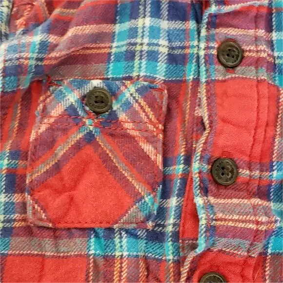 2 FOR $5 SALE Boy's 24 Month Red And Blue Plaid Flannel One Piece Top - Picture 3 of 7
